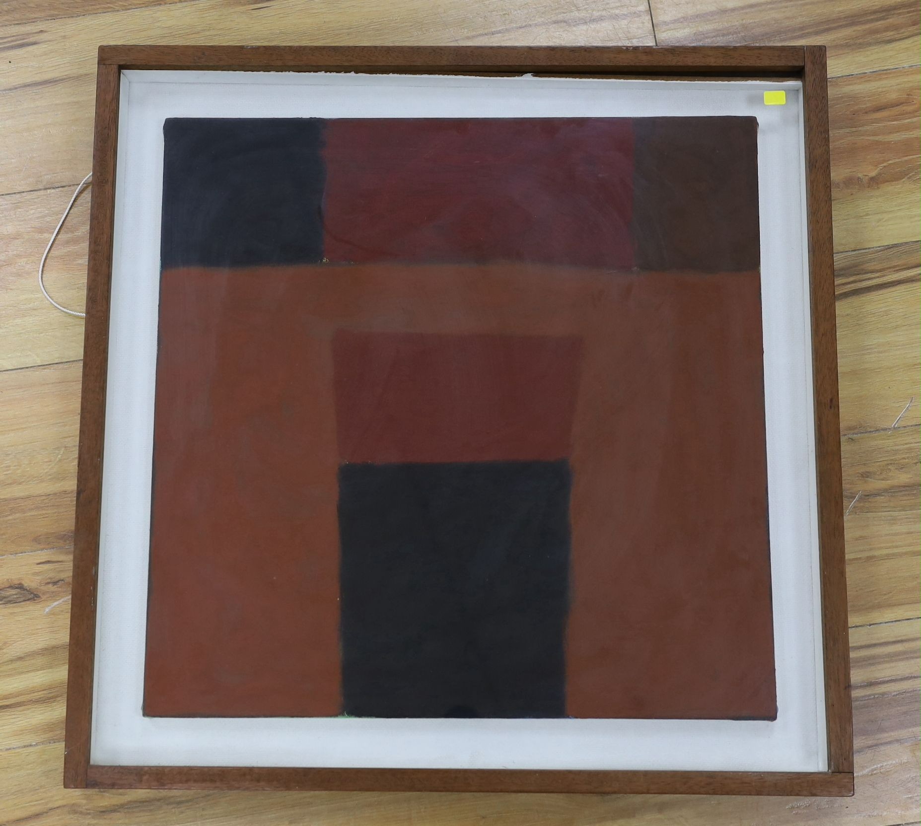 Bryan Illsey (b.1937), oil on canvas, 'Earth with black and red', inscribed verso, 50 x 50cm